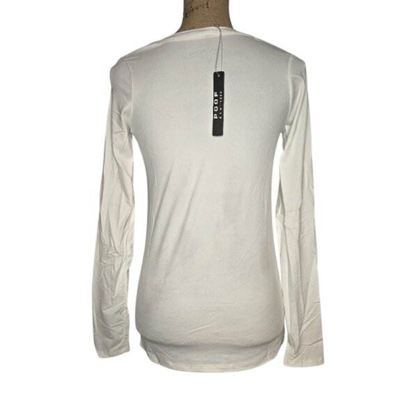 NWT Poof Poof Apparel Ivory Long Sleeve Scoop Neck Tunic Top Minimal Basic Small - Picture 4 of 5